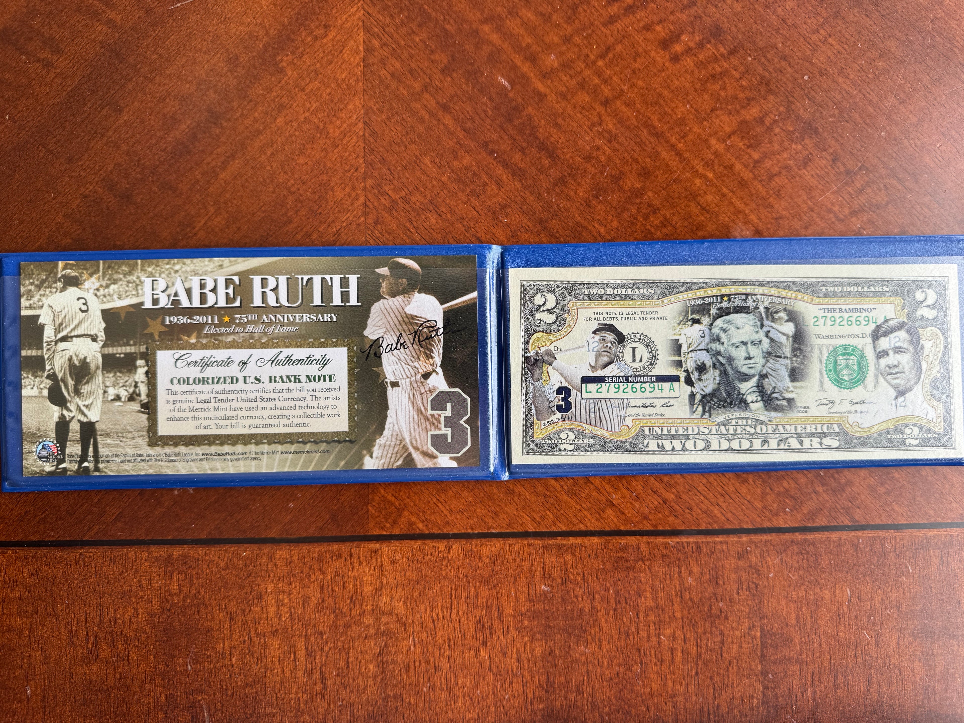 Babe Ruth $2 Bill