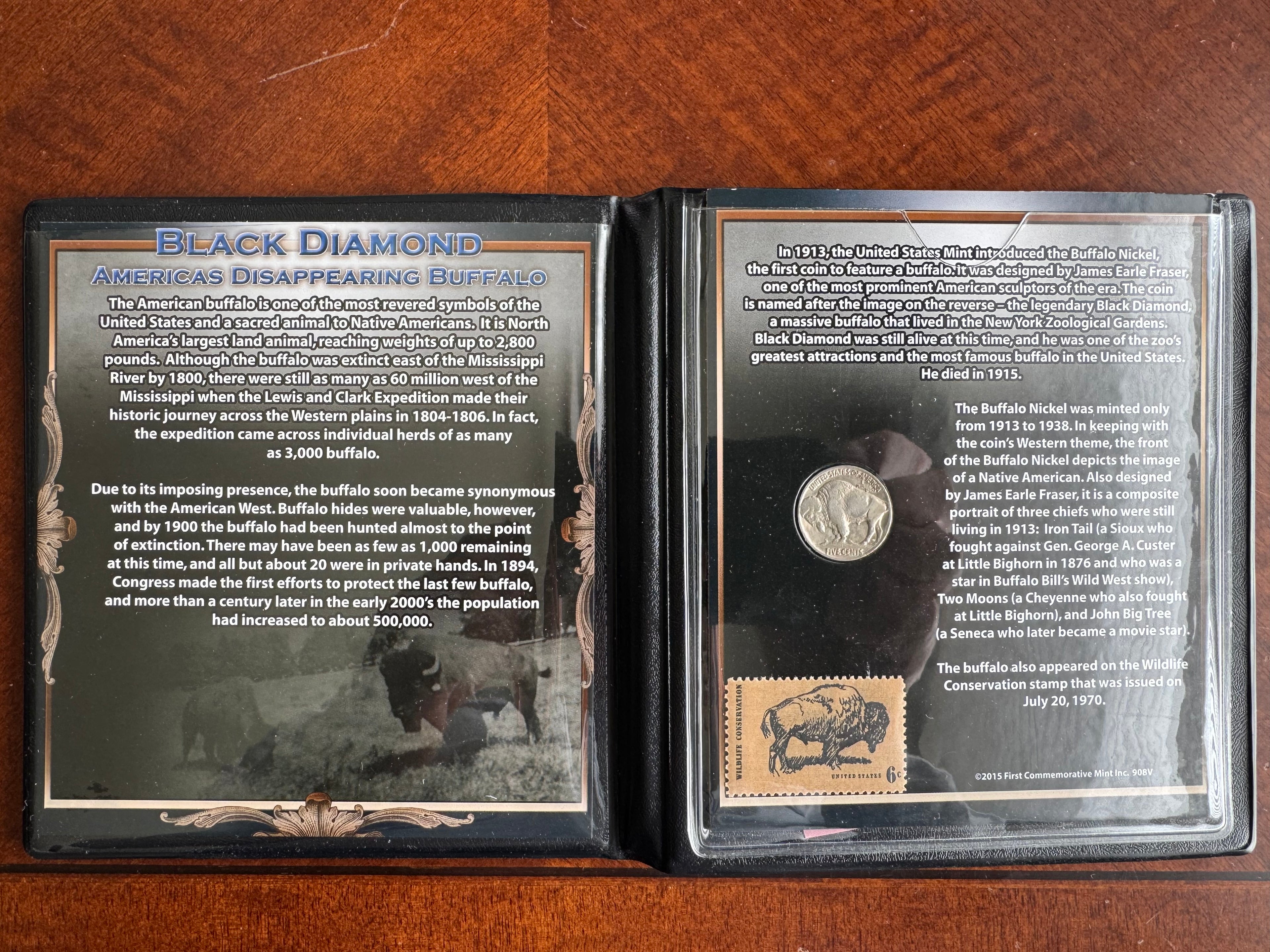 Black Diamond America's Disappearing Buffalo – 1937 Buffalo Nickel & 1970 $0.06 Buffalo Stamp