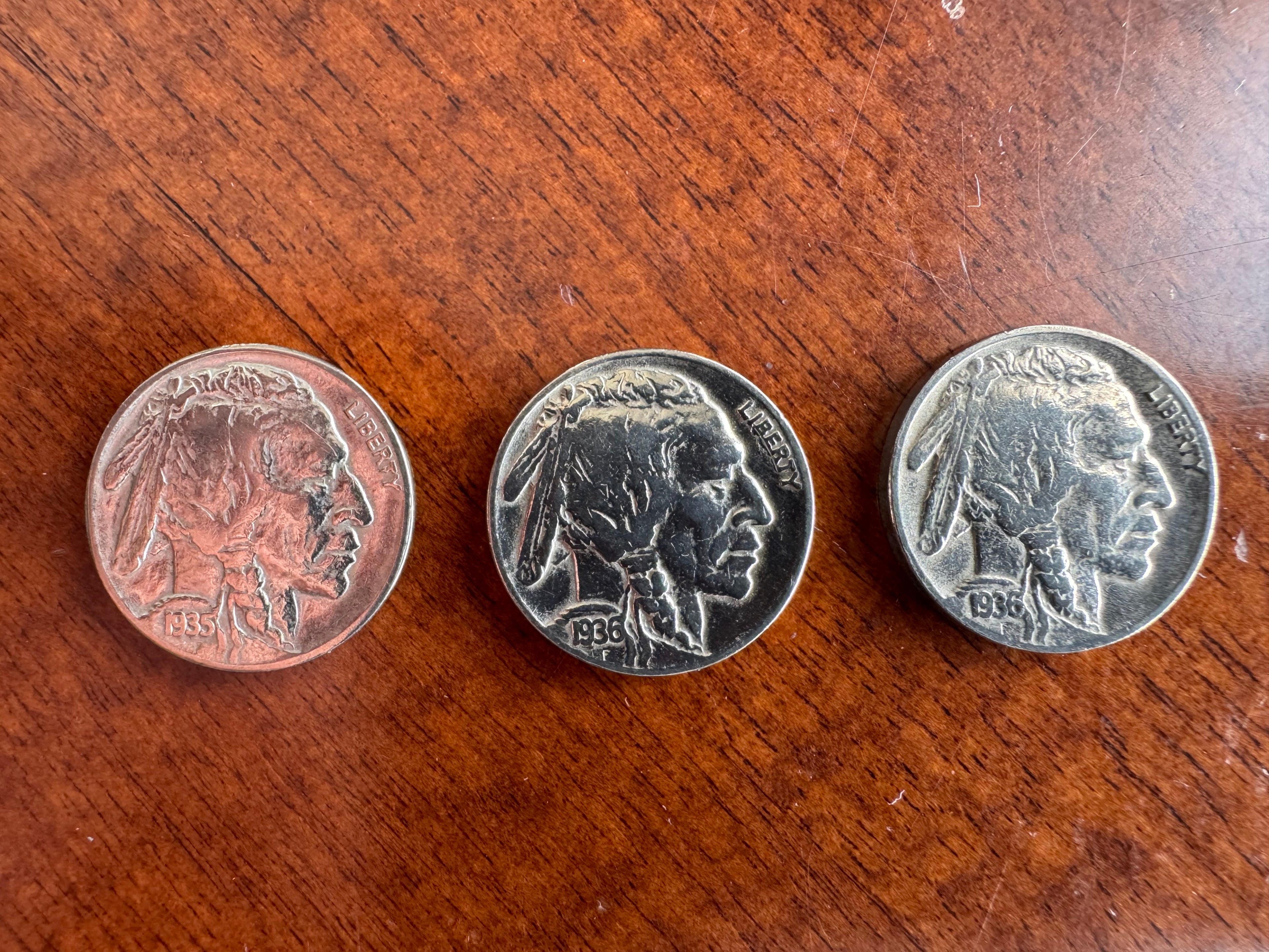 Buffalo Head Nickel Set – 1935 & Two 1936 Buffalo Nickels