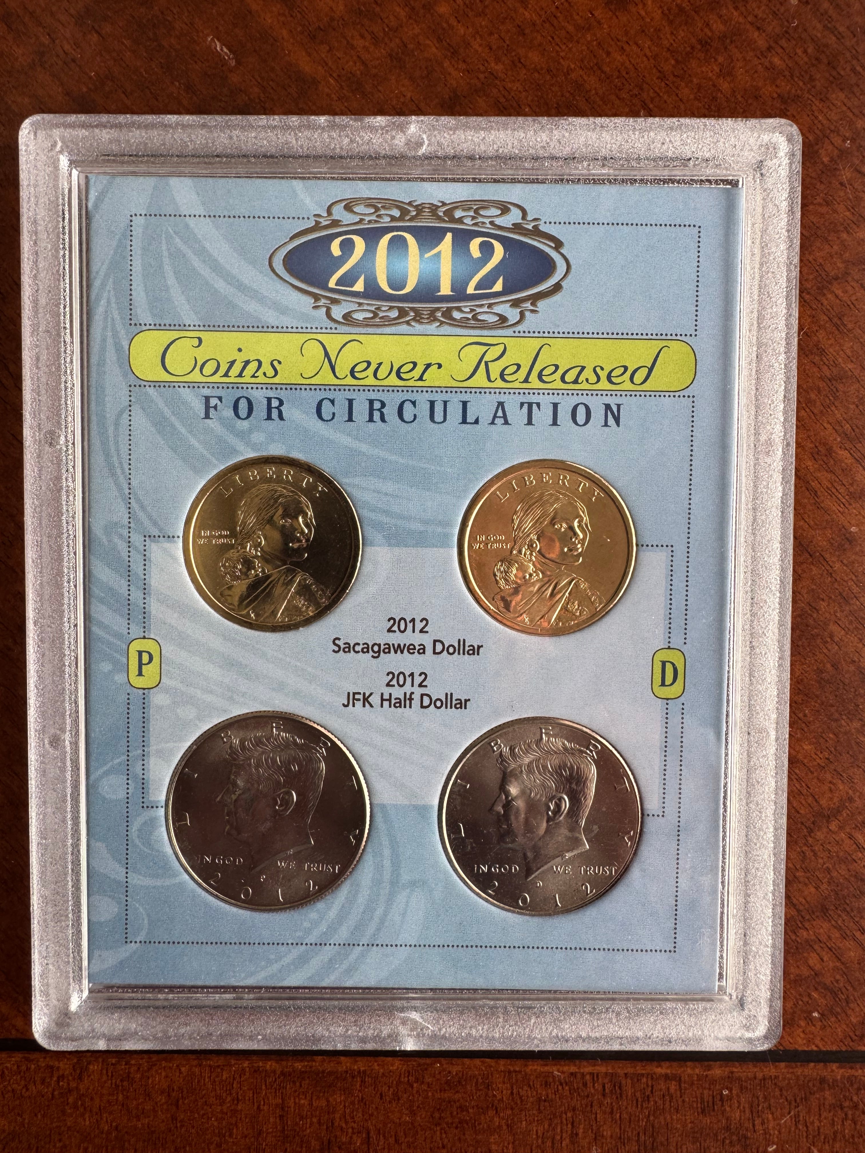 2012 Coins Never Released for Circulation - Sacagawea Dollar & JFK Half Dollar 4-Coin Set