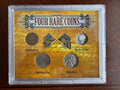 Four Rare Coins - Indian Head Penny, Liberty Head Nickel, Buffalo Nickel & Silver Mercury Dime