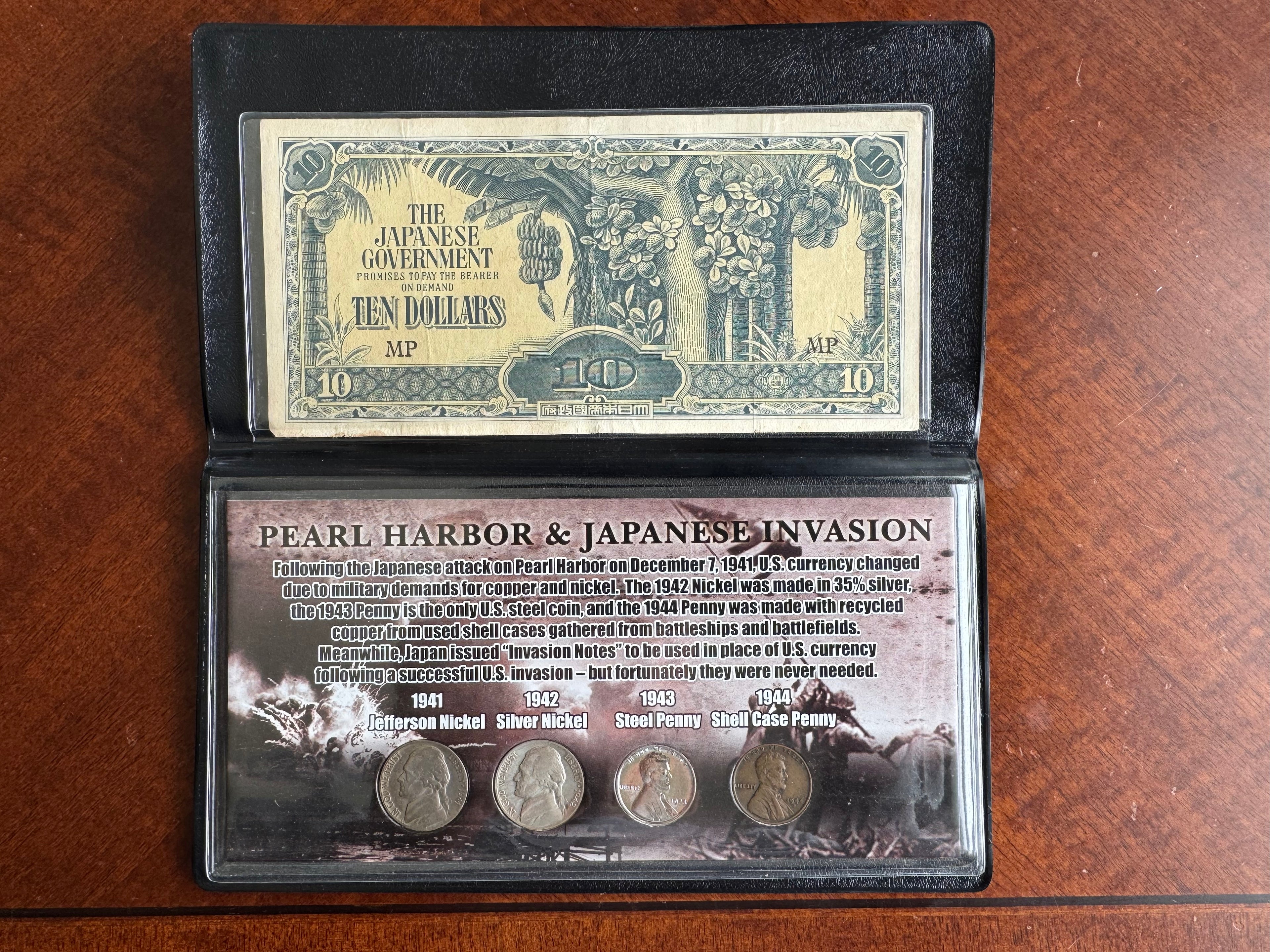 Pearl Harbor & Japanese Invasion Collection - Banana Note & 4 WWII Coins