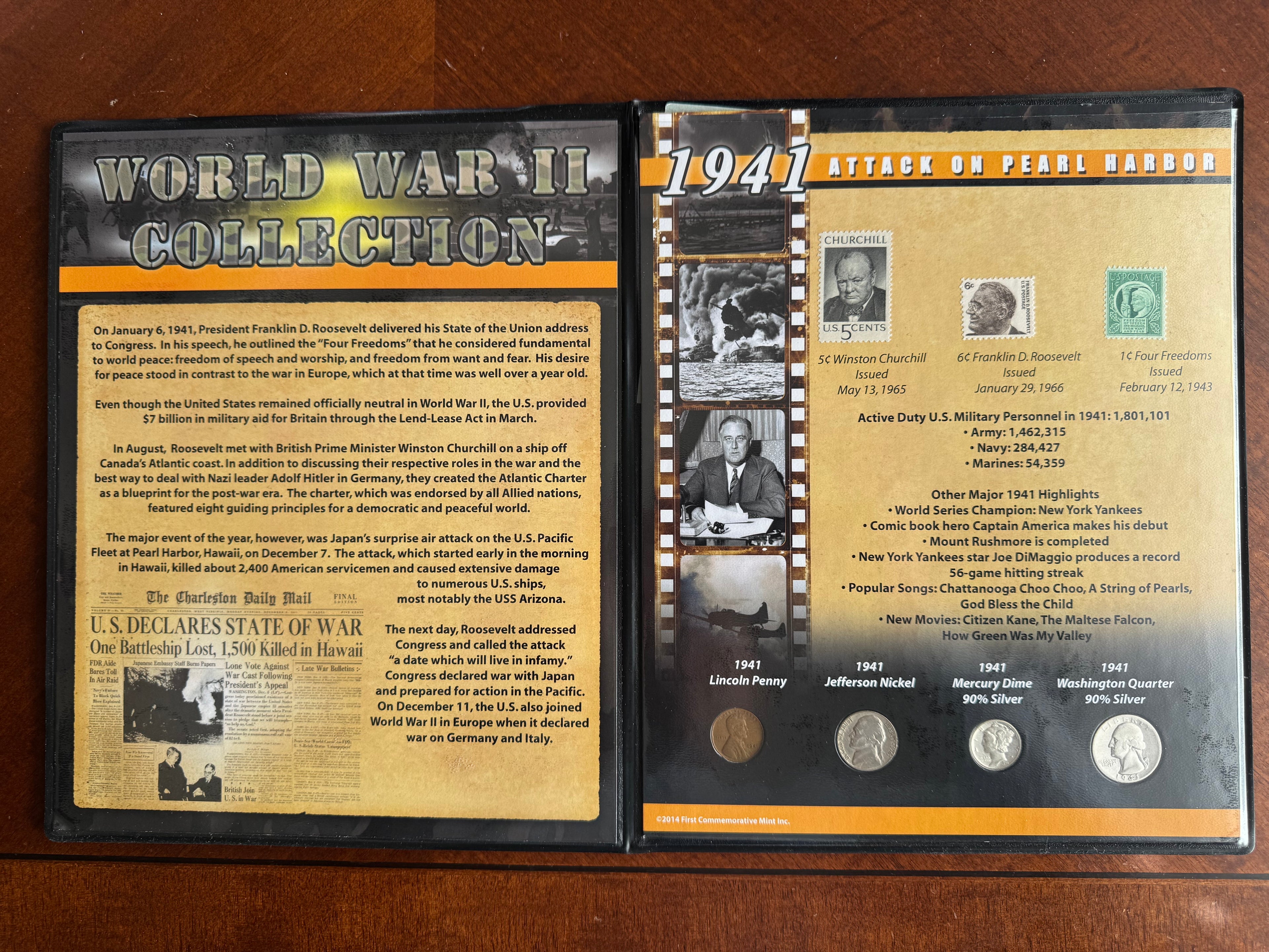 World War II Collection - 1941 Attack on Pearl Harbor - 4 Coins & 3 Historic Stamps