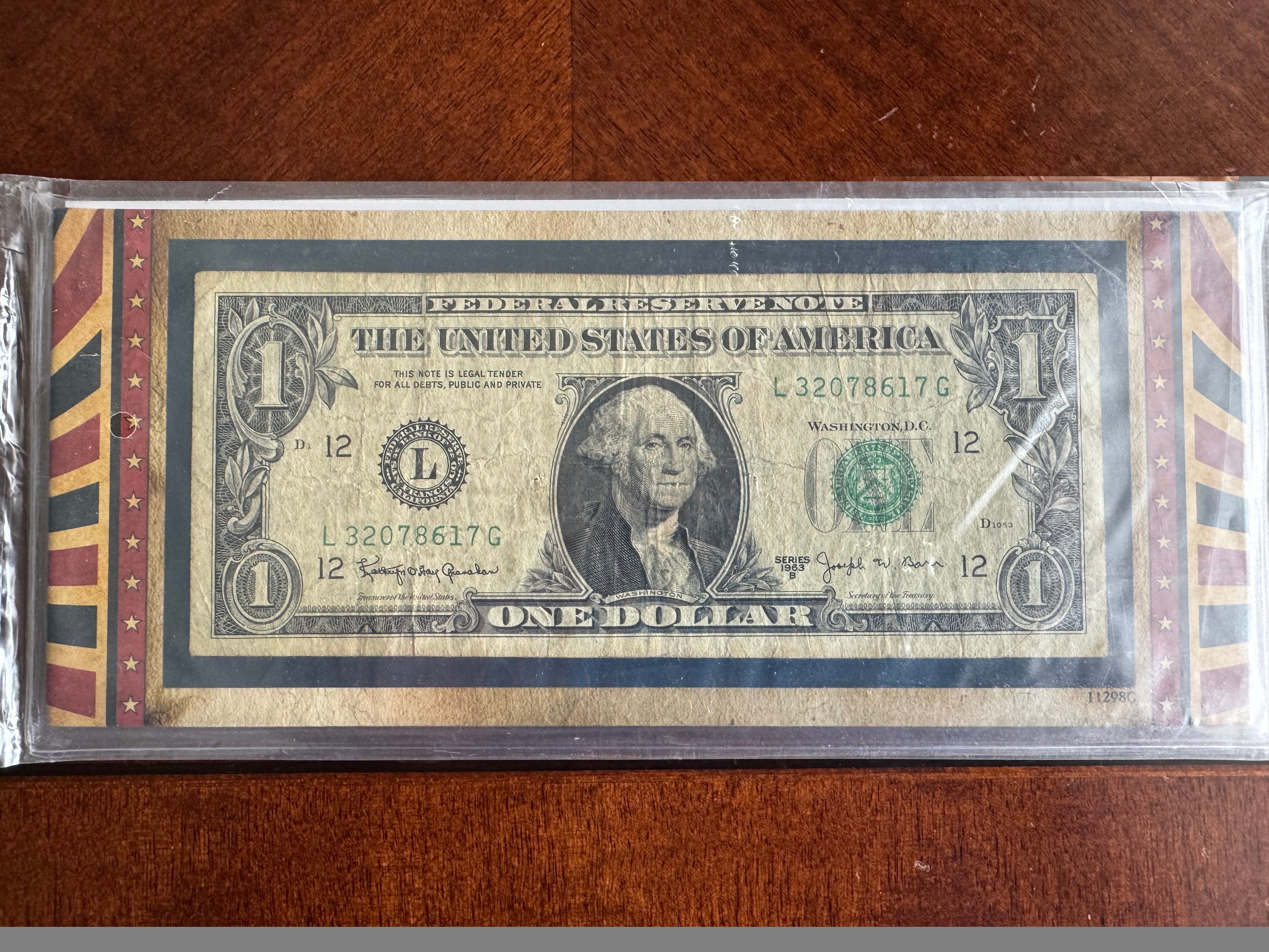 1963 $1 Rare Mysterious Joseph Barr Federal Reserve Note – San Francisco