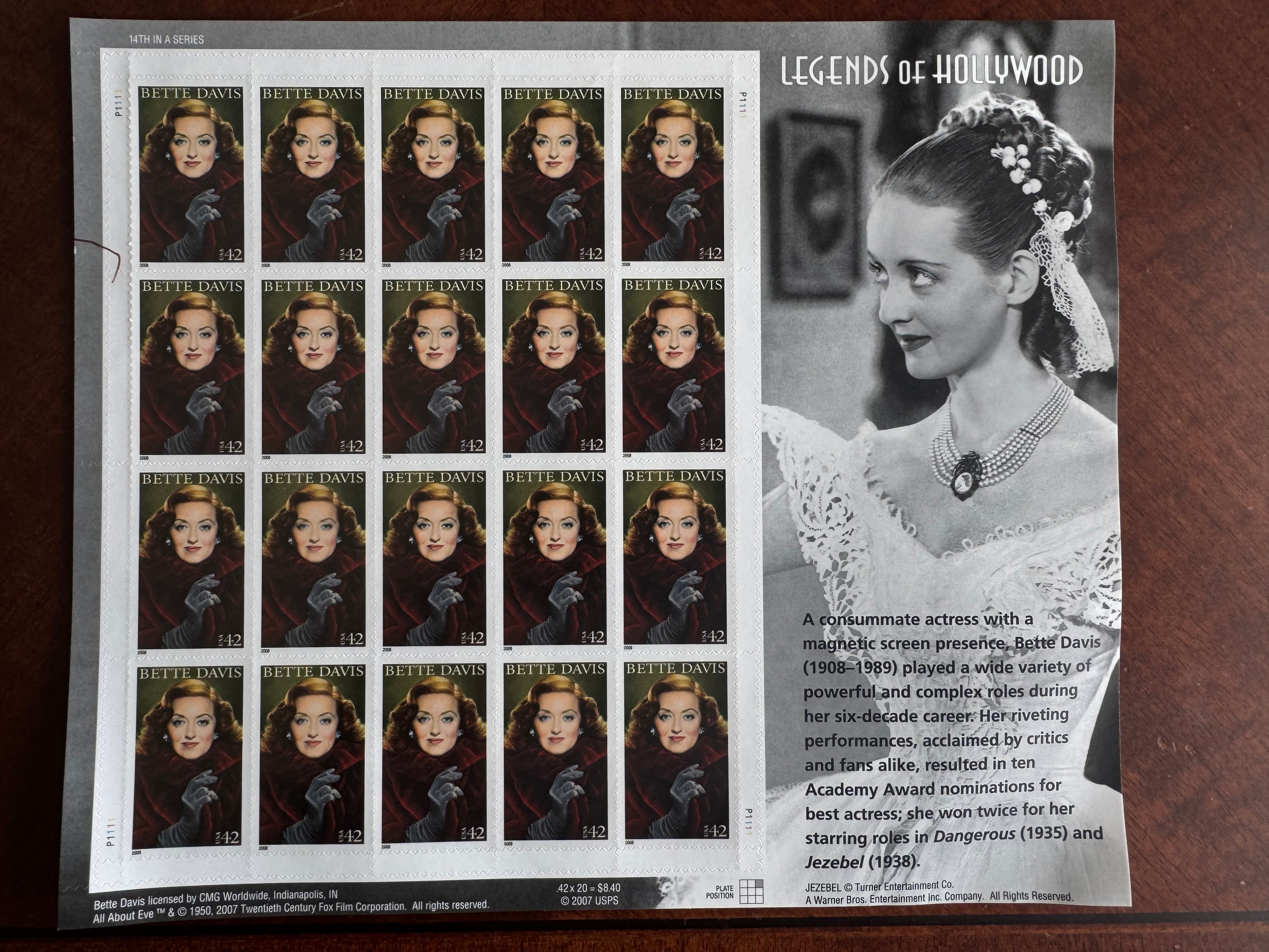 2008 Bette Davis - Legends of Hollywood - 42 Cent Stamp