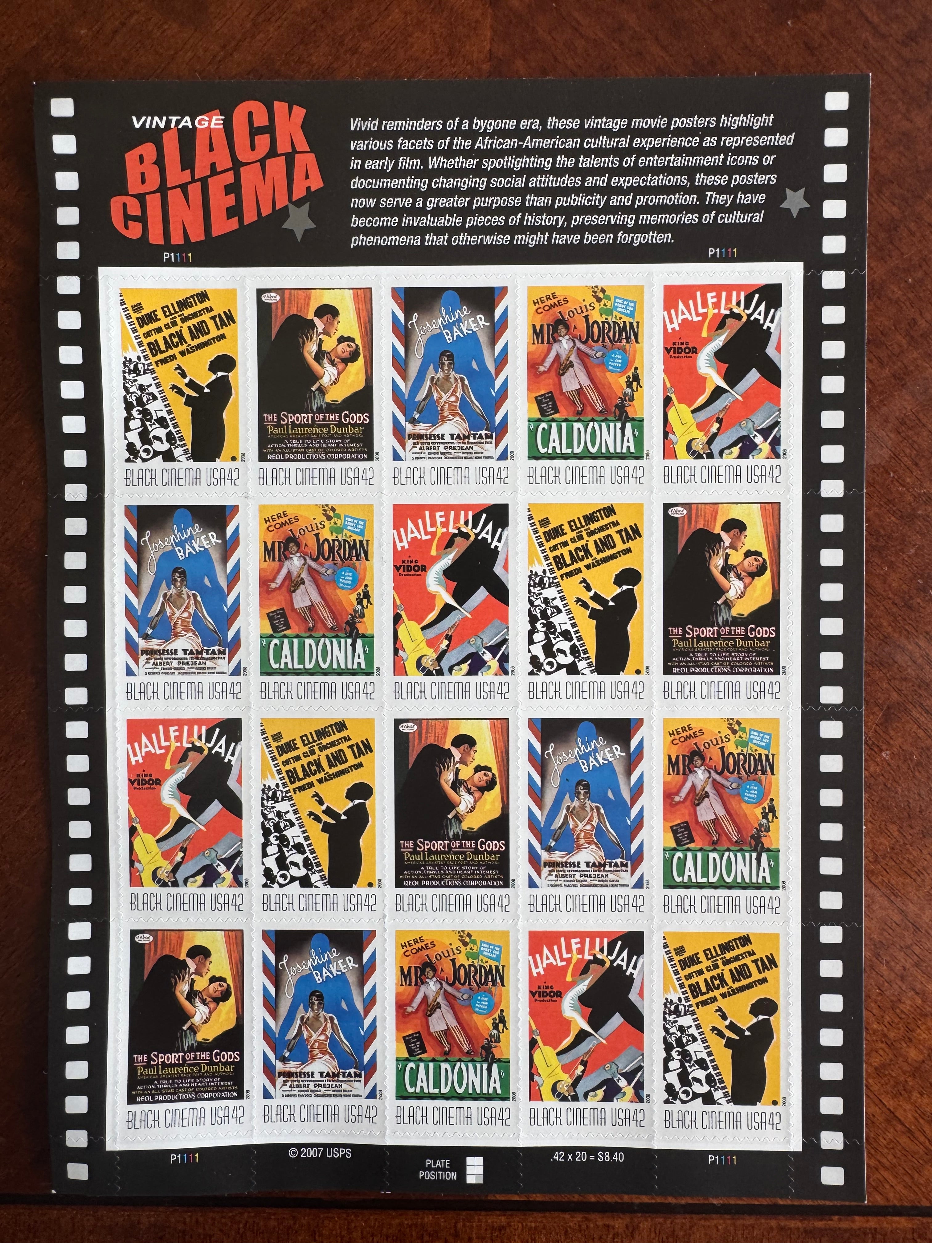 2008 Vintage Black Cinema - 42 Cent Stamp Sheet