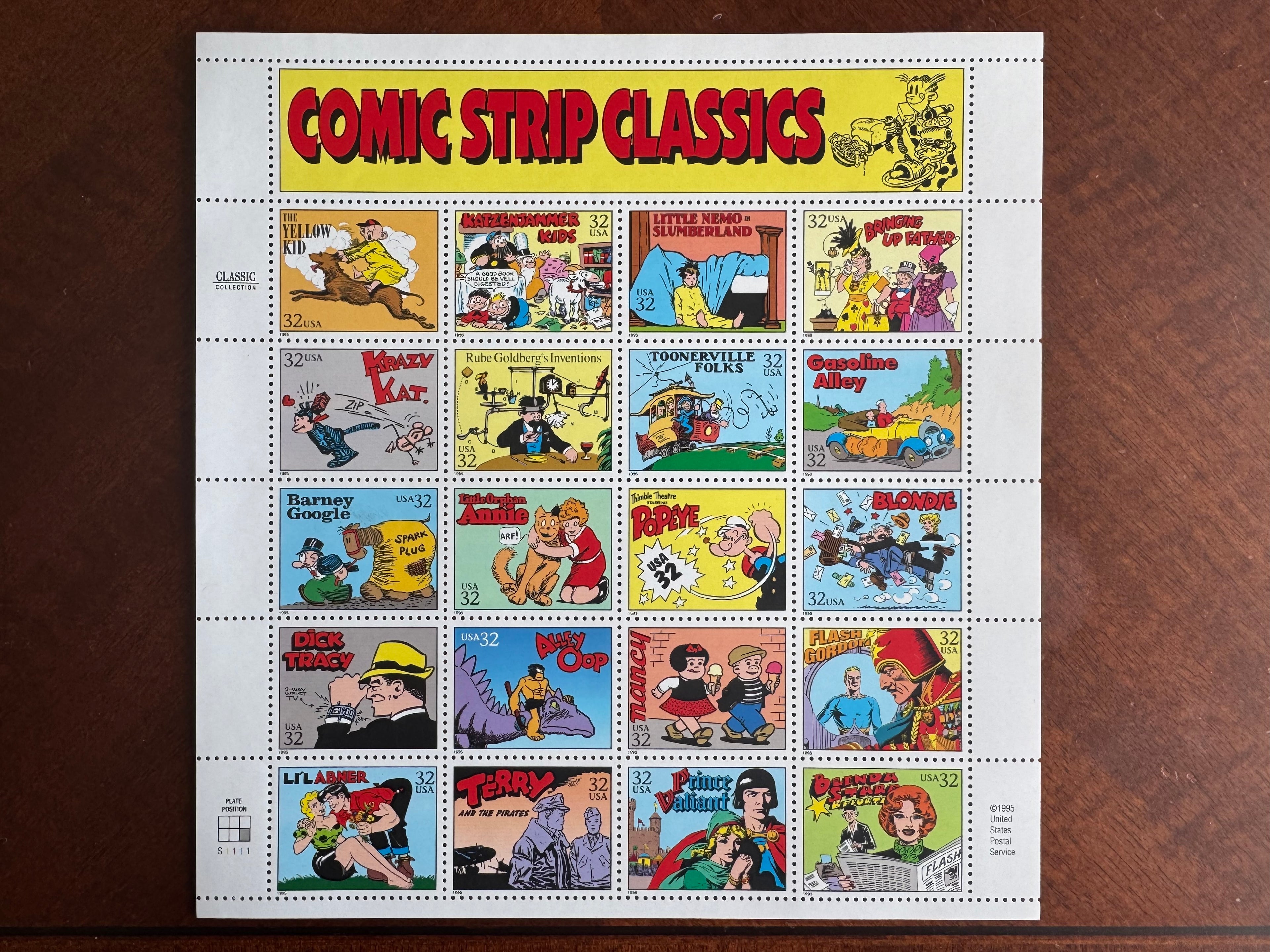 1995 Comic Strip Classics - 32 Cent Stamp Sheet