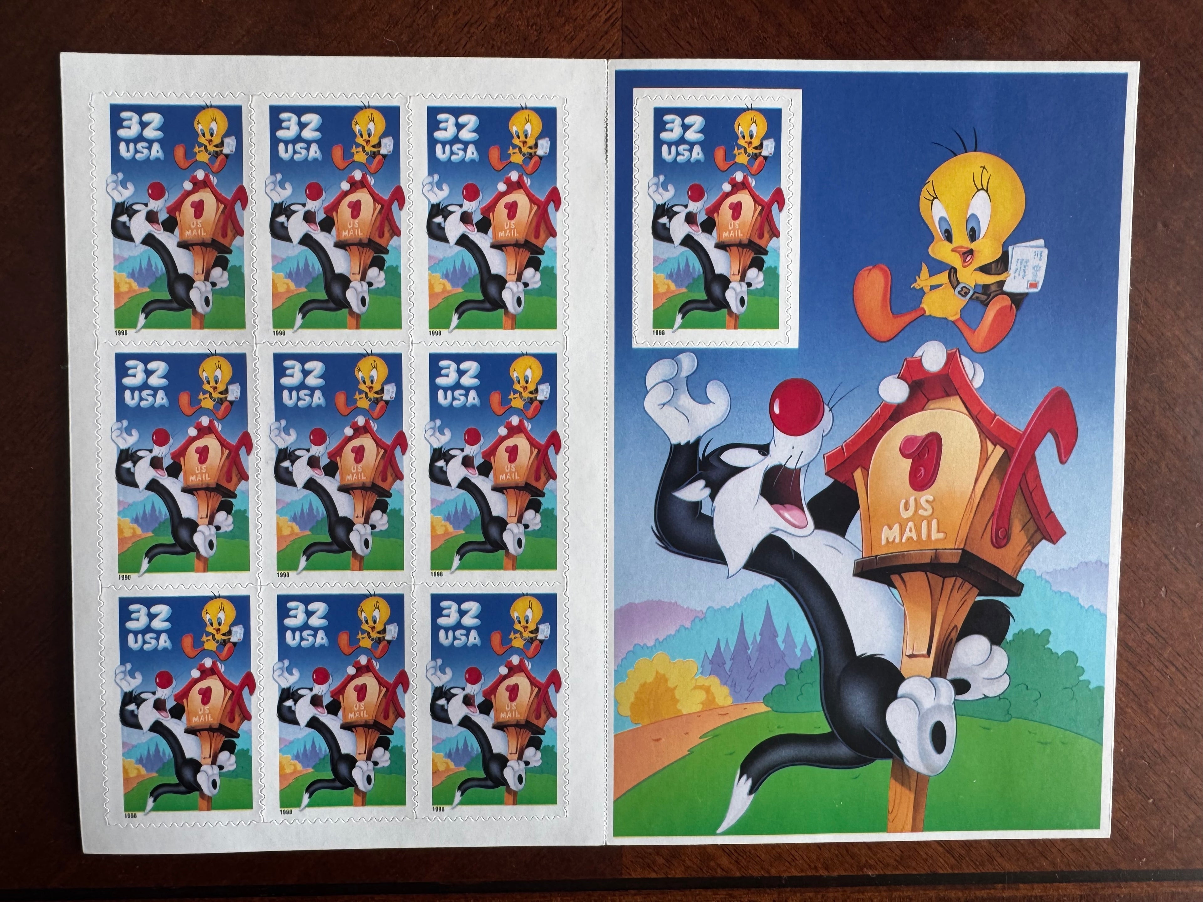 1998 Sylvester and Tweety - Looney Tunes - 32 Cent Stamp Booklet