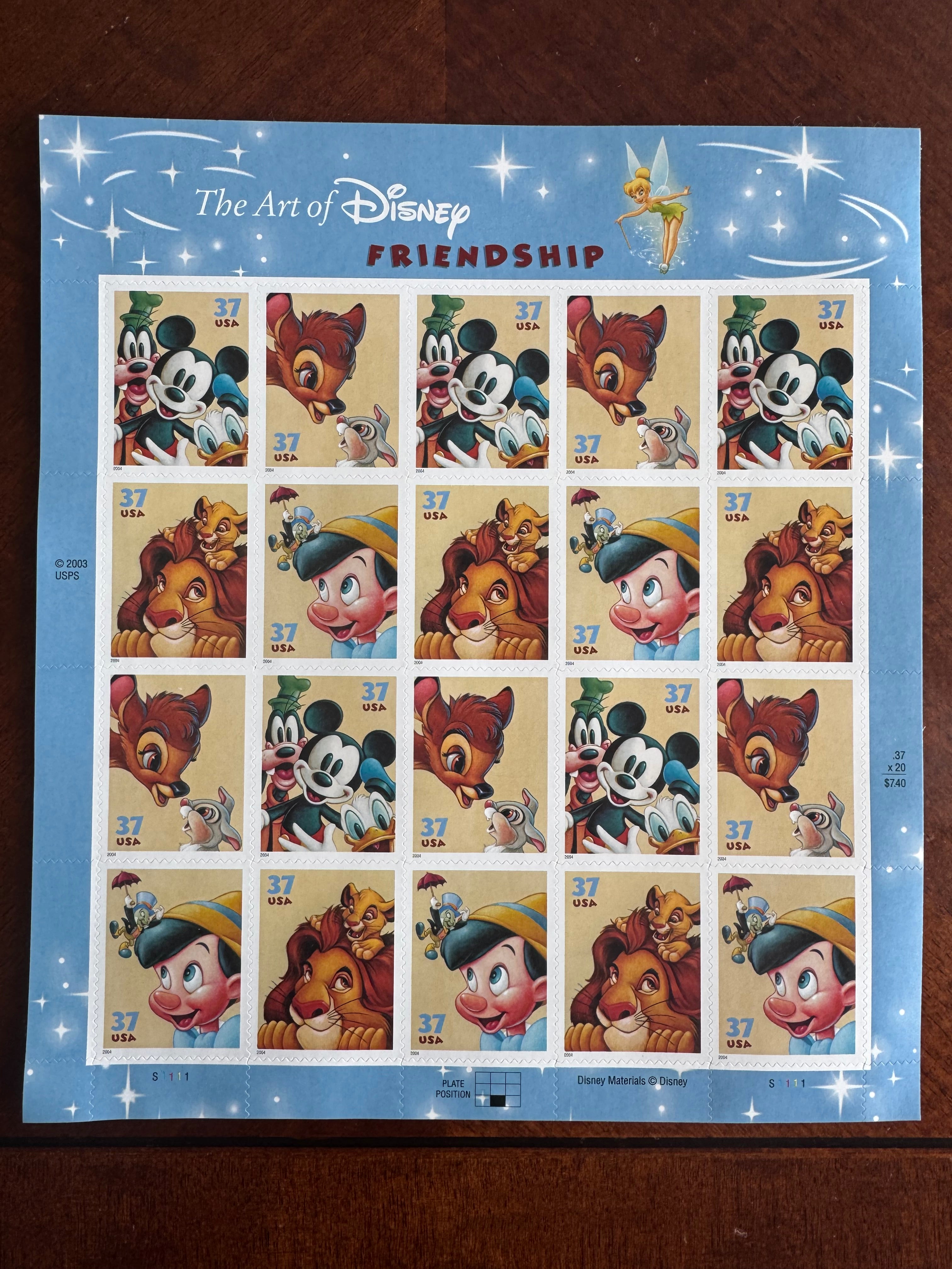 2004 The Art of Disney: Friendship - 37 Cent Stamp Sheet