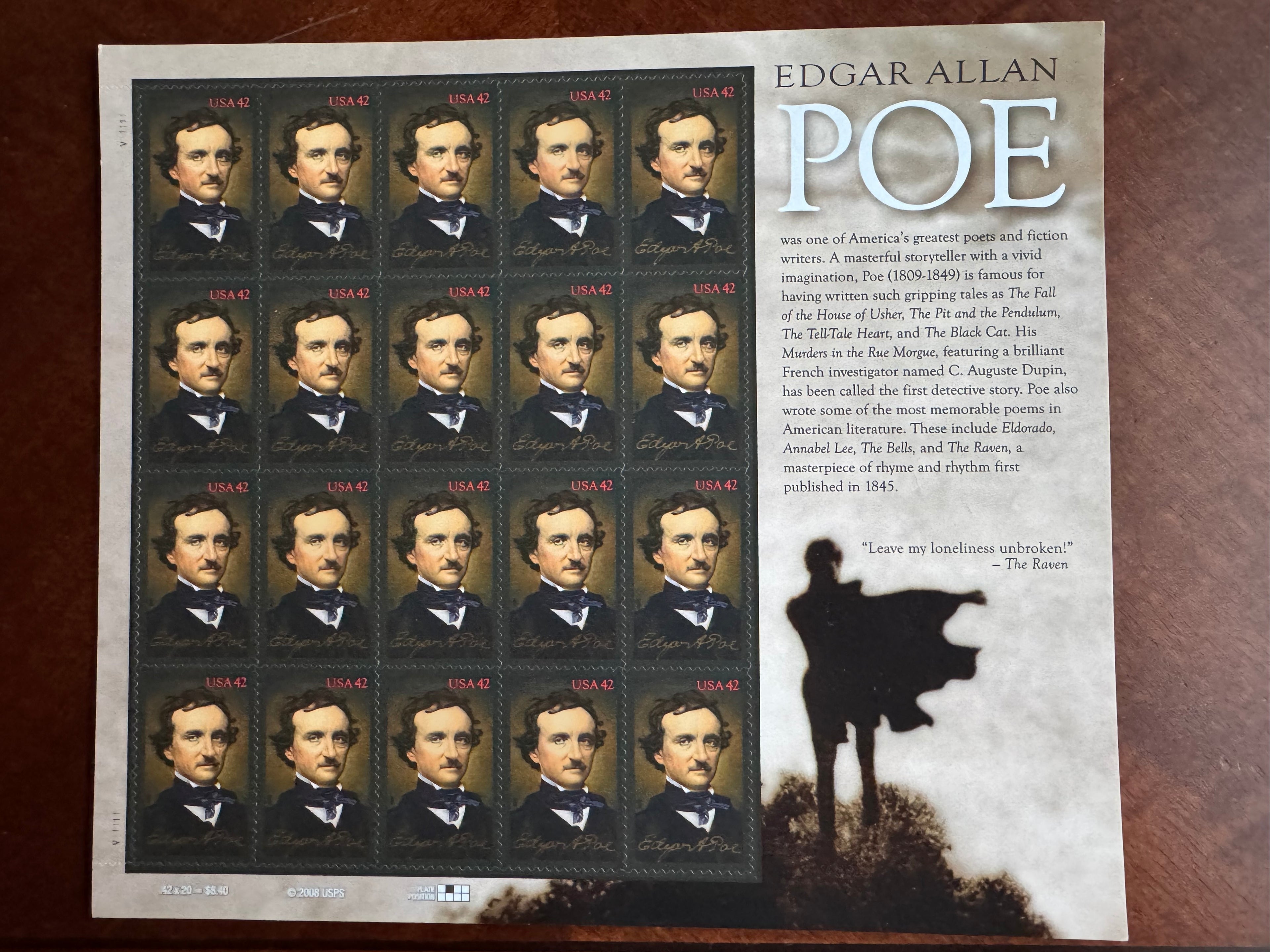2008 Edgar Allan Poe - 42 cent stamp