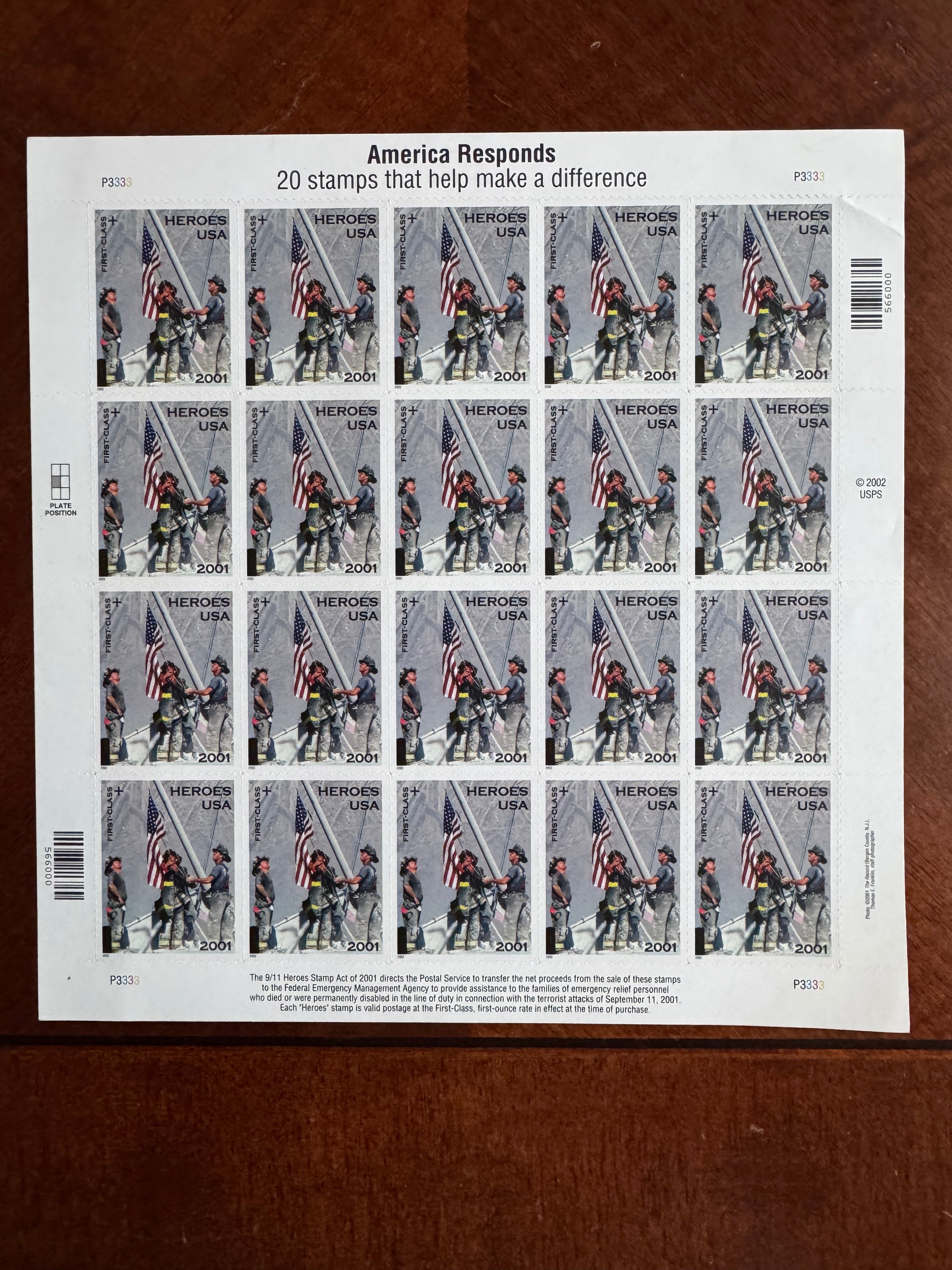 2002 America Responds - Heroes First Class stamp