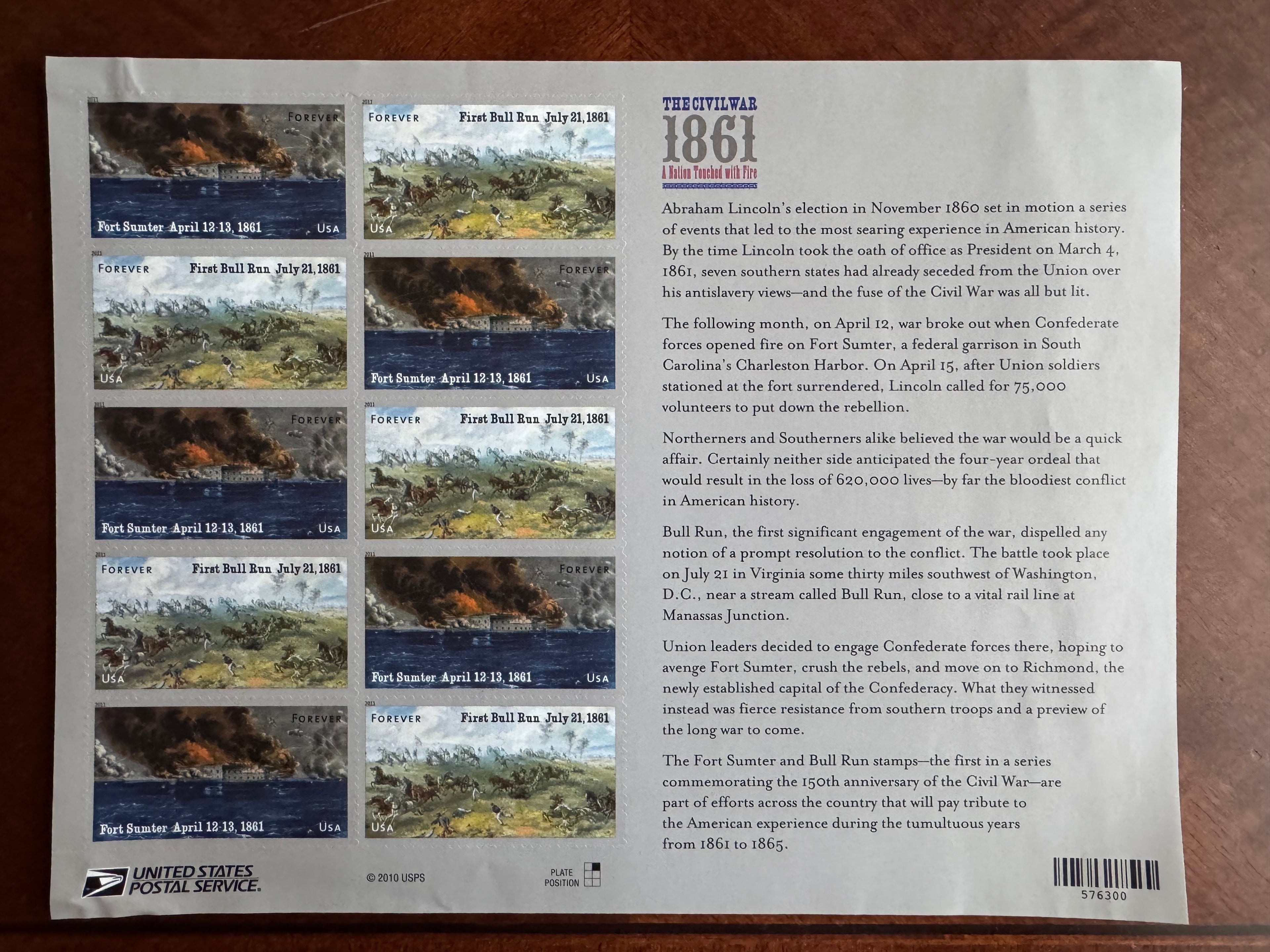 2011 The Civil War 1861: A Nation Touched with Fire - Forever stamp