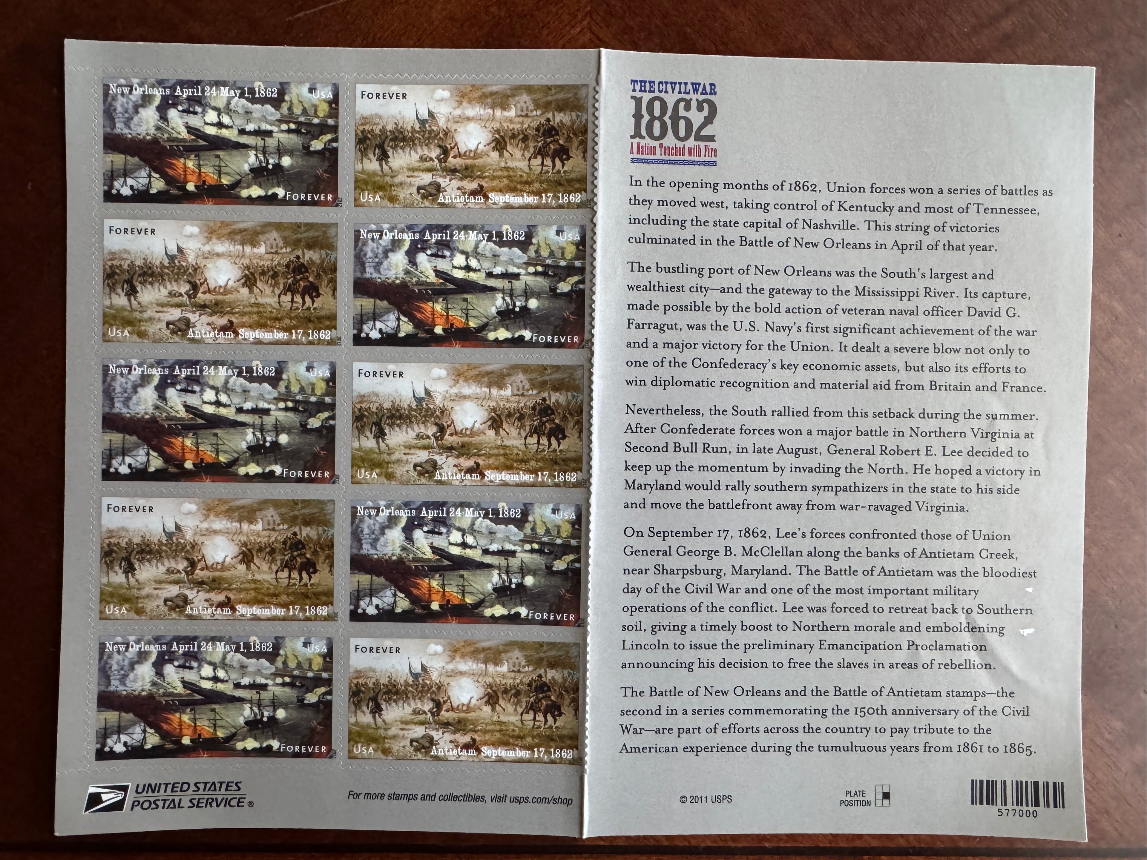 2012 The Civil War 1862: A Nation Touched with Fire - Forever stamp