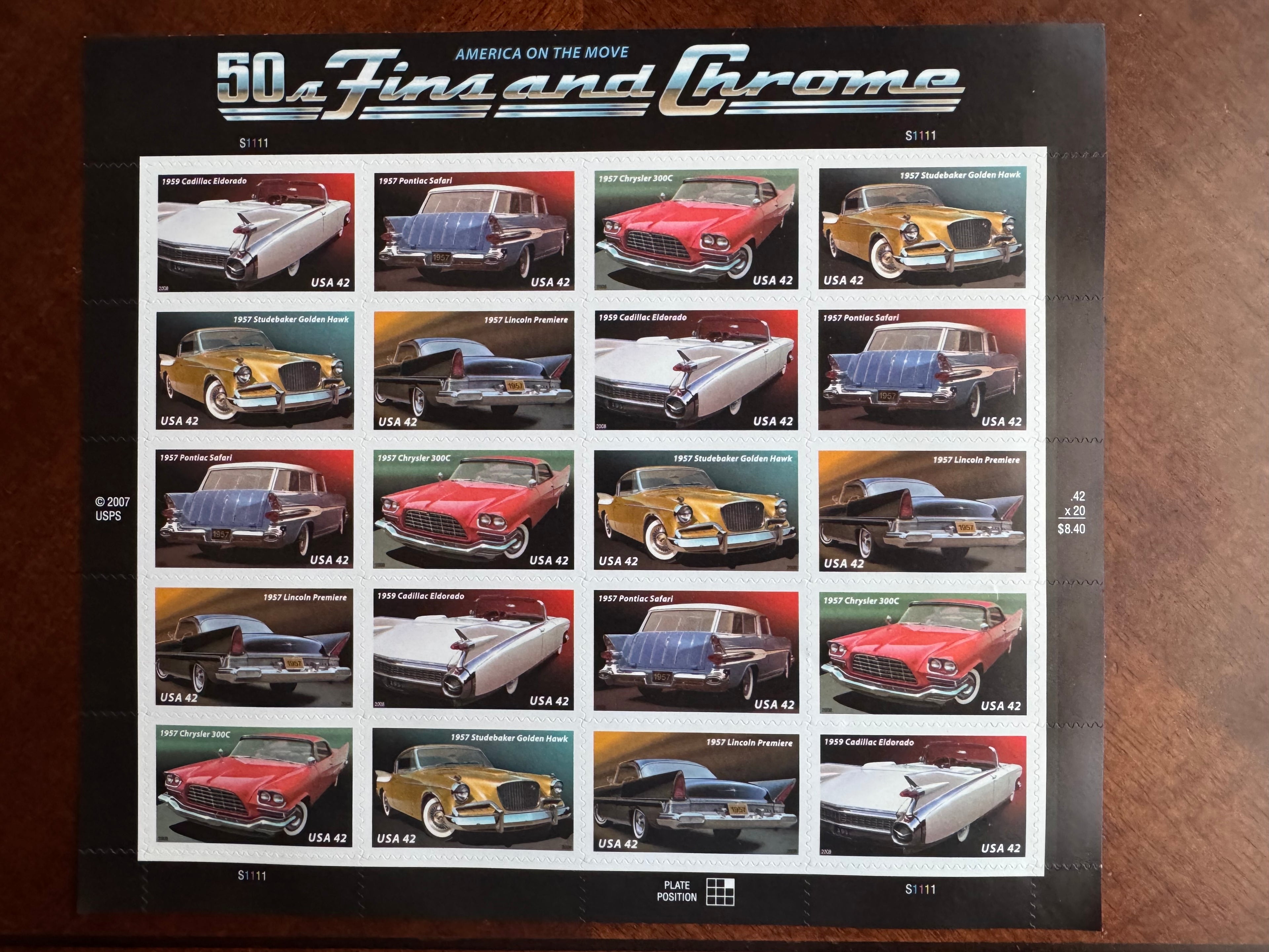 2007 America on the Move: 50s Fins and Chrome - 42 Cent Stamp